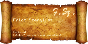Fricz Szergiusz névjegykártya